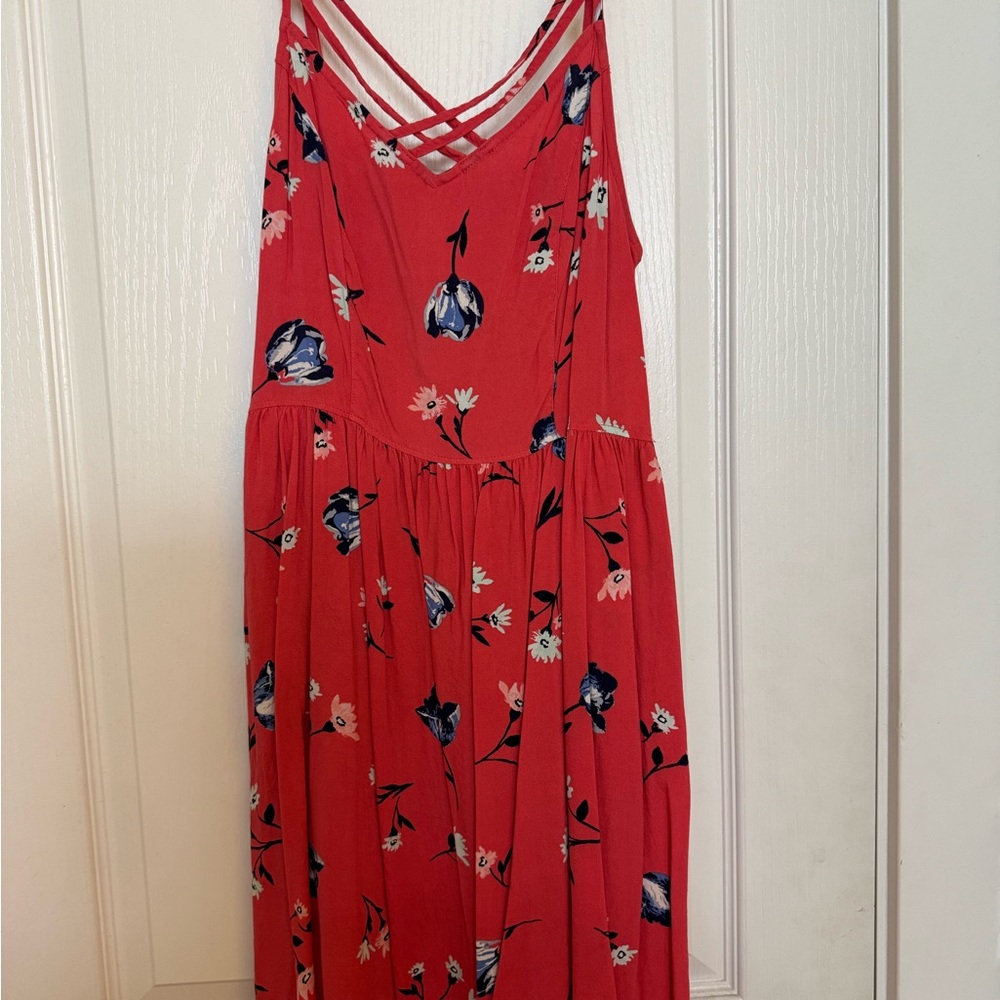 SO Strapless Red Floral Dress
